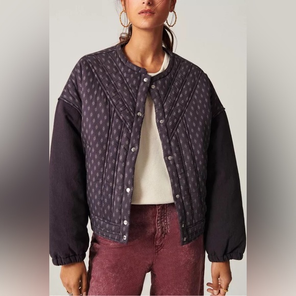 ba&sh Jackets & Blazers - NWT $360 ba&sh Guy Quilted Cotton Jacket bomber varsity blue paisley floral coat
